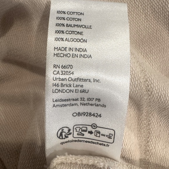 Urban Outfitters BDG 1970 ‘Khai’ Exposed Seam Cropped Sweatshirt Beige Small - Picture 5 of 12